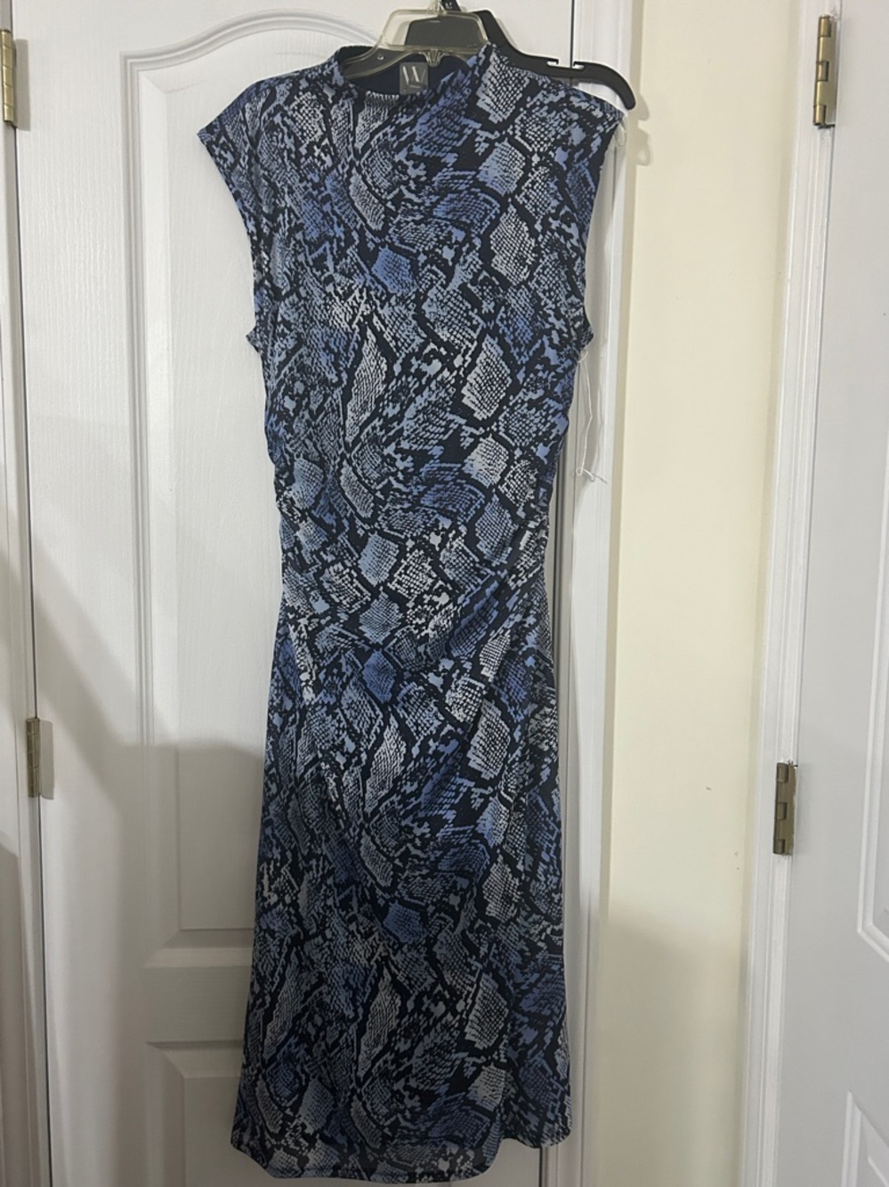 Worthington Blue Snake-Print Midi Dress